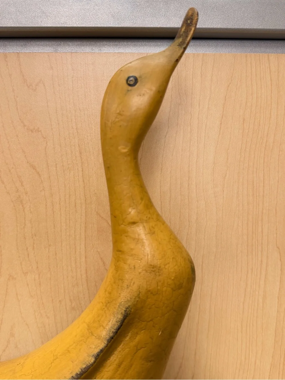 Vintage hand carved Yellow Decorative Duck Bird Figurine - Brand Unknown